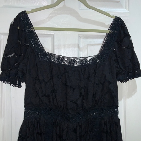 Anna Sui black lace dress Sz 12 crochet detail - Picture 4 of 10
